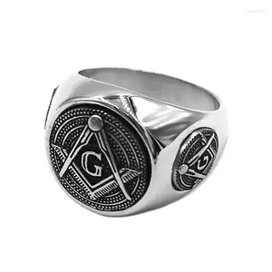 Cluster Rings Classic Masonic Ring rostfritt stål Freemasonry Compass Motor Biker Mens Women Wholesale 831b