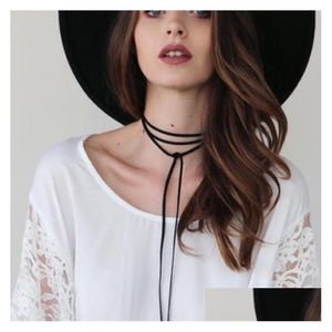 Chokers Necklaces Pendant Wholesale Statement Chokers Long Leather Rope Gold Choker Collar Necklace Drop Delivery Jewelry Necklaces Pe Dhcmt