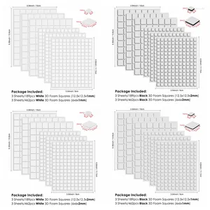 Hantverksverktyg 1mm/2mm tjocklek 3D dubbelsidig limskumkvadrater svartvitt permanent klibbig dimensionell limkort