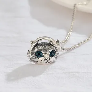 Colares Pingente Moda Simples Colar de Gato com Fones de Ouvido para Homens e Mulheres Vintage Thai Prata Banhado Angustiado Hip Hop Punk Jóias