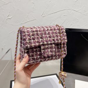 CC Bag Wallets 2022Ssw France Womens Classic Mini Flap Tweed Crush Ball Bags Gold Metal Hardware Matelasse Chain Crossbody Shoulder Outdoor HDMBAGS2024