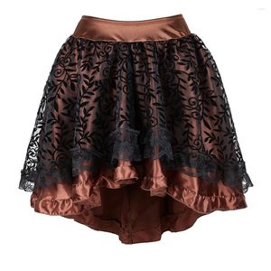 Saias Mulheres Victorian Assimétrico Ruffled Mini Vintage Corset Steampunk Saia Gótica Trajes