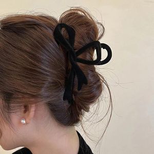 Hårtillbehör Röd sammet Bow Clip Autumn Winter Women Claw French Elegant Hairpin Korean Female Headwear Gift