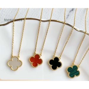 Collana Van Clover Collane con fiori Cleef Alla moda 18k per donna Ciondolo Fritillaria con lato erba fortunata con catena a colletto incolore di alta qualità