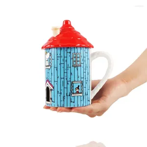 Canecas Finlândia Cartoon Anime Hippo Funny House Cerâmica Caneca Xícara de Café Copos de Água Estudante Café da Manhã Leite Pikku Myy Kid Presentes