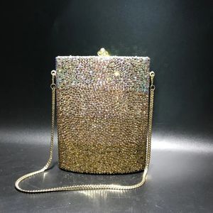 Lady AB Gold Color Diamond Minaudiere Stones Clutch Crystal Evening Handbag Women Party Prom Bag Bridal Clutches Wedding Purse 240125