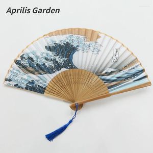 Dekoracyjne figurki japoński fan dłoni Ukiyoe Surfing Wave Kanagawa Folding Eventail A Główny Abanico de Mano Vintage Favors i