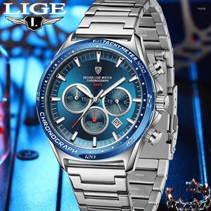 Wristwatches LIGE Unique Design Quartz Men Watch Fashion Luxury 30M Waterproof Lumoinous Watches For Calendar Stainless Steel Band Clock