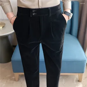 Men's Suits Top Quality Waist Stretch Men Fall/winter Thick Warm Velvet Suit Pants Naples Superior Business Casual Slim-fit