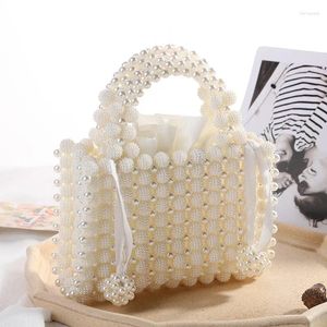 Evening Bags Noble Crystal Beaded Bag Wedding Clutch With Pearl Chain Handmade Shoulder Handbag Dress