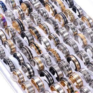 Großhandel 50 teile/los Mode Spinner Rotierenden Edelstahl Ringe Für Frauen Männer Reduzieren Druck Schmuck Mix Stil Party Geschenke 240125