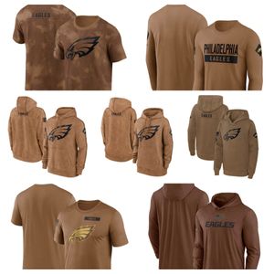 T-shirt Philadelphia''Eagles''Brown Uomo Donna Gioventù 2023 Salute To Service Club Pullover con cappuccio