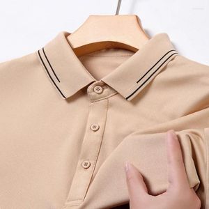 Polos masculinos verão cor sólida negócios casual moda respirável polo pescoço camiseta estilo confortável e versátil