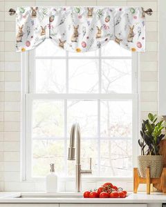 Занавеска с пасхальными яйцами, весенними цветами, короткое окно, регулируемая подвязка, балдахин для гостиной, кухни, шторы