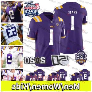 College American Football Wear Custom LSU Tigers Football Jersey Burrow Odell Beckham Jr. Burreaux Chase Delpit Fournette White NCAA Jers High