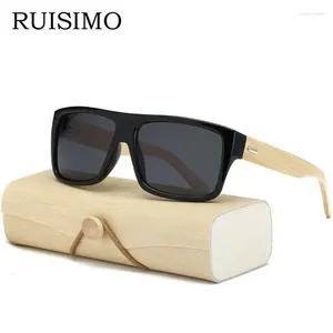 Occhiali da sole originali in legno di bambù uomo donna occhiali da sole a specchio UV400 tonalità di vero legno occhiali blu oro occhiali da sole uomo