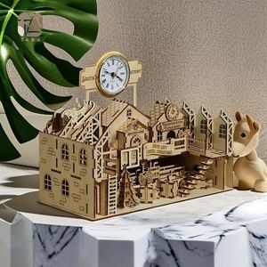 Tada 3D DIY Wooden Assembly Santa Claus Factory Model Puzzle Building Block Kits Toys Game Birthday Gift For Children Kids Adult 240124
