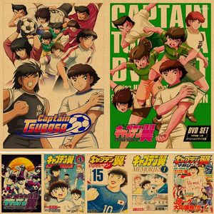 Paintings Japanese Classic Anime Captain Tsubasa Retro Style Kraft Paper Poster Home Room Decoration Prints Wall Art Stickers 4K HD