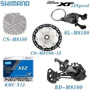 자전거 변속기 Shimano Deore XT M8100 12 Speed ​​Groupset RD-M8100-SGS 후면 변속기 및 SL-M8100-R 10-51T 카세트 CN/KMC 체인 원본