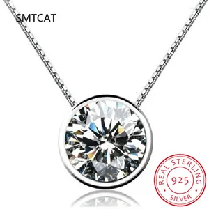 Pendants Moissanite Necklace For Women 0.5-2CT VVS Brilliant Diamond Halo Pendent Necklaces Anniversary Gift