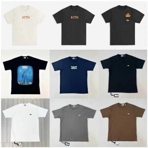 ماركة الأزياء المتخصصة Kith Letter Loose كبيرة الحجم قميص الصيف Crewneck طباعة الرجال والنساء الأزواج