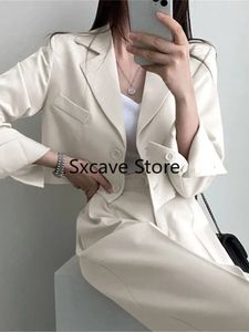 Blazer kostymer långärmad moderock svart hög midja byxor två stycken uppsättningar kvinnor outifits höst office lady korean 240127