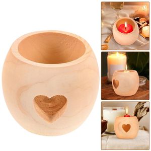 Candle Holders Wooden Heart Shaped Holder For Pillar Candles Stand Tealight Christmas Decorations Valentines Day Window