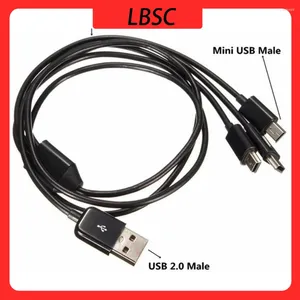 USB 2.0 Tipo A Maschio a 3 Mini USB B Cavo connettore di ricarica dati a 5 pin Splitter di alimentazione di sincronizzazione 480 Mbp per telefono ad alta velocità