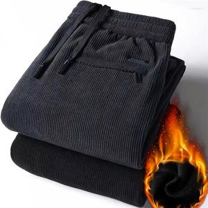 Men's Pants 2024 Winter Corduroy Sweatpants Men Drawstring Fleece Lined Thick Warm Wide Leg Straight Casual Male Loose Trousers