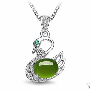 Naszyjniki wisianta Naszyjnik Hetian Jade Jasper Pendant Sier Naszyjniki Prezent dla dziewczyny biżuterię upuszczenie biżuterii naszyjniki penda dhlbl