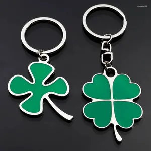 Keychains Fashion Green Four-Leaf Clover Keychain Fortunate Key Chains Car Keyring Charms Bag Ornaments Accessories Lover Blessing Gifts