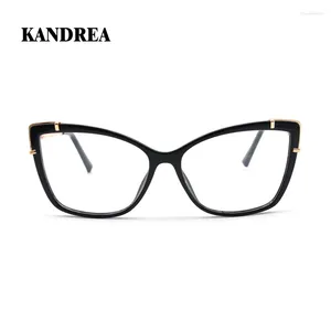 Solglasögonramar Kandrea Ladies Cat Eye Glasses Women 2024 Retro Styles Luxury Designer Eyeglasses Fashion Optical Myopia Gelewear HG60021