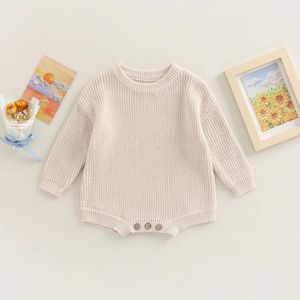 0-2Y Knitting born Baby Girl Boy Spring Autumn Clothes Cute Long Sleeve Sweater Romper Jumpsuit Casual born Outfits 240202