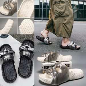 Vendita calda Pantofola Leggera Scarpe antiscivolo piatte Design a teschio Pantofole a forma di teschio a fascia singola Scivoli per uomo