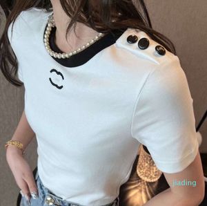 Womens T Shirt Designer para Mulheres Camisas Carta e Dot Moda Camiseta com Letras Bordadas Verão Manga Curta Tops Tee Mulher Designer Fashion546