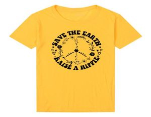 Rädda jorden höja en hippie kvinnokläder sommarmode kawaii grafisk t -skjorta bomullsskjorta 90 -talet plus storlek topp droppe 9336145