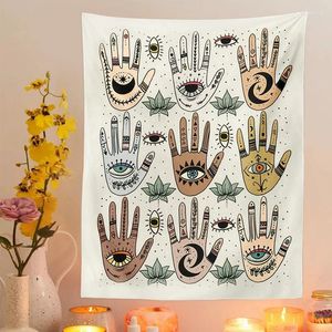 Gobeliny mistyczne dłonie czarownice gobelin wiszący księżyc faza złe oko Hamsa Hand Witchcraft Boho Hippie Room Decor Plakat