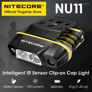 Strålkastare Nitecore Nu11 Intelligent IR rörelsessensor Clip-On Cap Light 90 ° Justerbar vinkel Inbyggd batteri för nattfiske Trekking