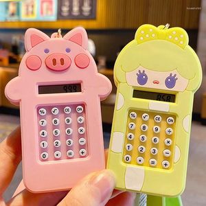 Keychains Cartoon Pig Bow Girl Calculator Key Chain Animal Steel Ball Maze Keychain Student Schoolbag Pendant Gift