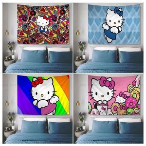 Tapisserier Söt Hello Cat K-Kitty Tapestry hängande Bohemian Wall Mandala Hippie