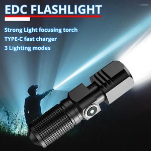 Torce elettriche 10000 lumen EDC Potente torcia a LED XHP70 3 modalità USB ricaricabile Flash Light MINI Torcia per pesci da campeggio