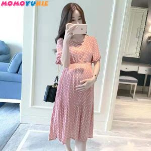 Dresses Summer Pregnancy Dress Fashion Women's Clothing 2022 Maternity Wear Clothes Dresses Chiffon pleated Pregnant Clothes dresses