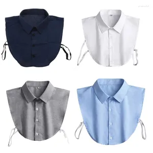 Bow Ties Button Closure Decorative Collar Fabric Sewing Applique DIY Neckline Half Shirt Designed