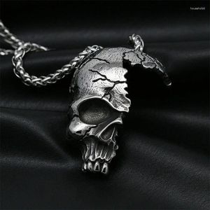 Anhänger Halsketten 316L Edelstahl Schädel Halskette Männer Kette Punk Hip Hop Halbe Gesicht Mode Gothic Zubehör Schmuck