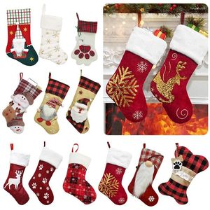 Christmas Decorations 1Pc Stocking Personalized Xmas Candy Sack Sock Decoration For Home Noel Navidad Year 2024 Gift Bag Decor