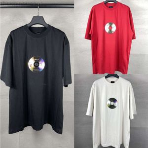 24SS Designer Blenciaga Camiseta Baleciaga Alta versão Paris marca de moda B família Dia dos Namorados edição limitada nova desgastada e desgastada solta manga curta Tshir