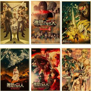 Paintings Attack On Titan 4 Retro Posters Kraft Wall Paper High Quality Painting For Home Decor