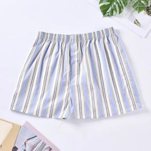 Underpants Mens Boxers Shorts Men Underwear Panties Homme Boxershorts Cotton Striped Loose Comfortable Homewear