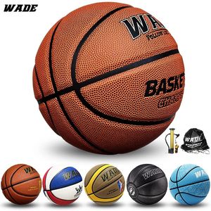 Оригинальный кожаный мяч WADE, размер 7 #, баскетбольный мяч для дома и улицы для взрослых, школьный детский мяч, коричневый классический дизайн, Legal Bola 240127