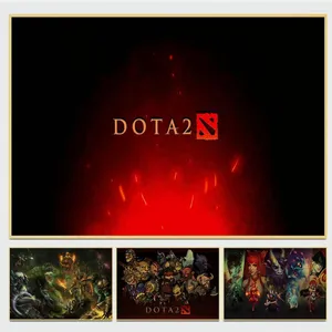 Målningar DOTA 2 Retro Poster Vintage Wall Decor for Home Dormitory Apartment Interior Bar Cafe Decorative Målning